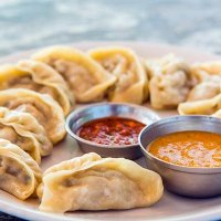 Chicken Momo's + Sauce